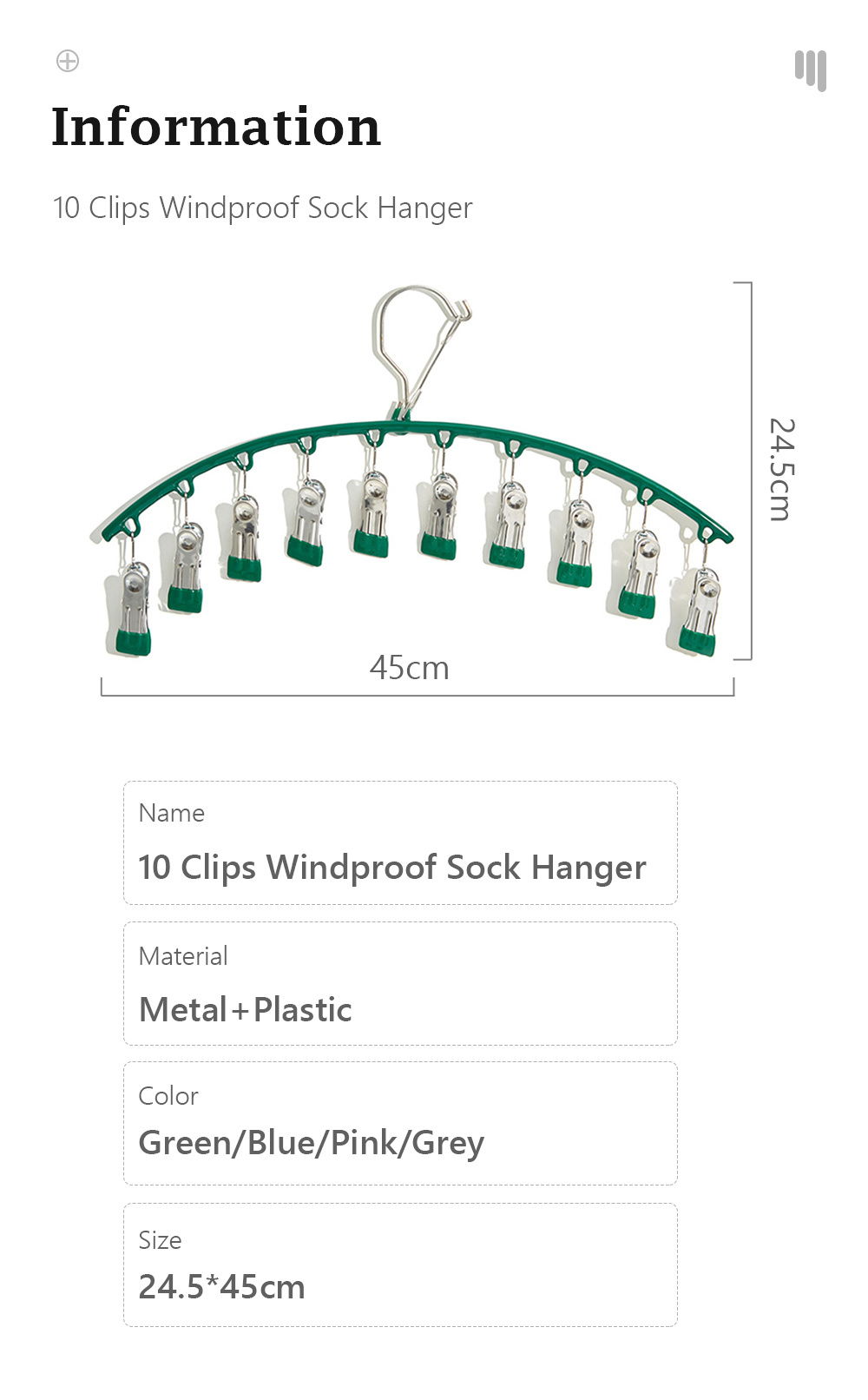 10 Clips Windproof Sock Hanger-9